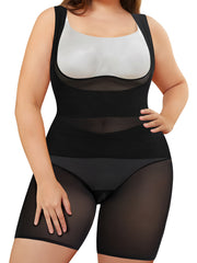 Plus Size Womens Breathable Sports Bodysuit Mesh Shorts Style Butt Lift Thigh Slimming