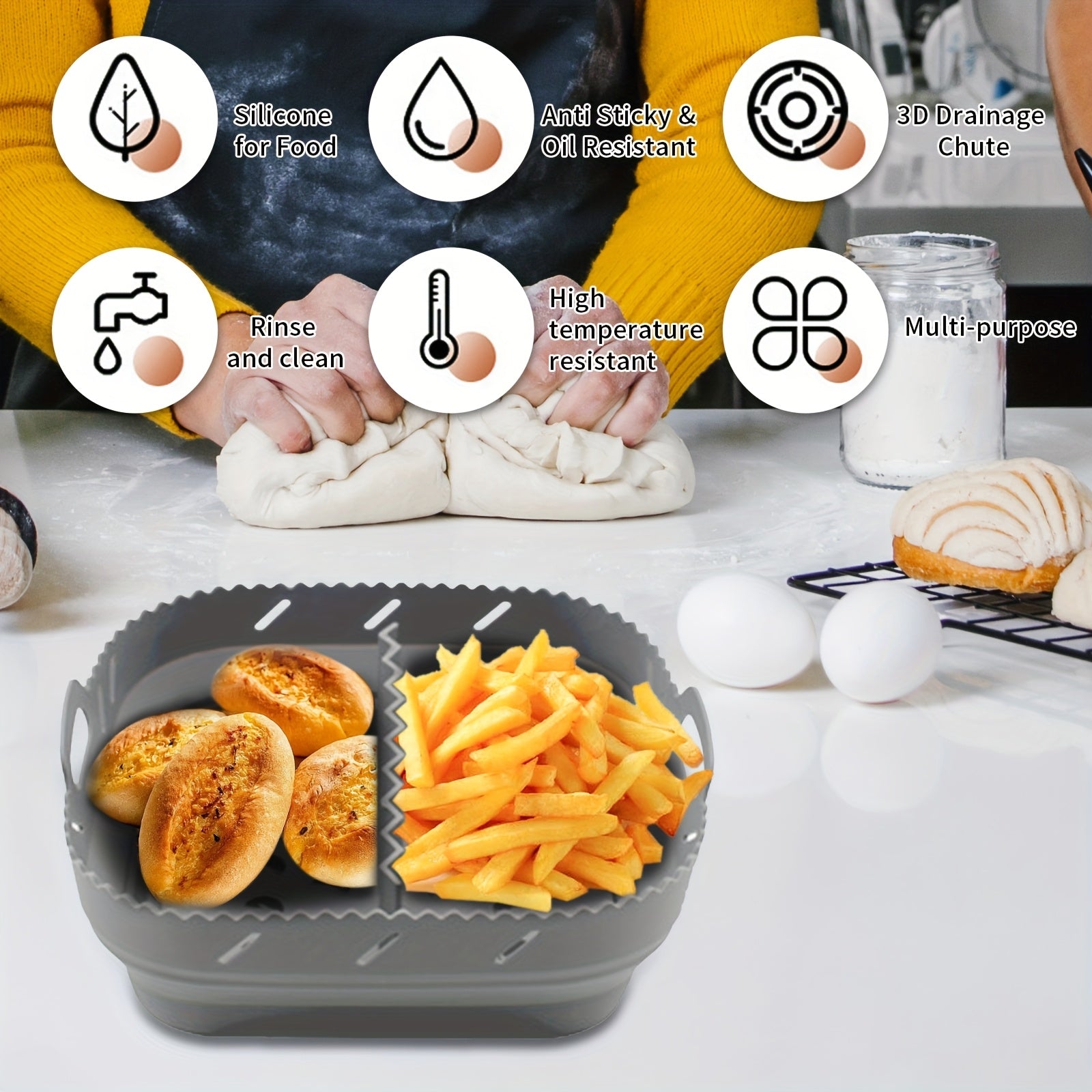 8,5-дюймовая силиконовая противень для выпечки с антипригарным покрытием, устойчивое к высоким температурам, легко очищается, кухонное выпекание