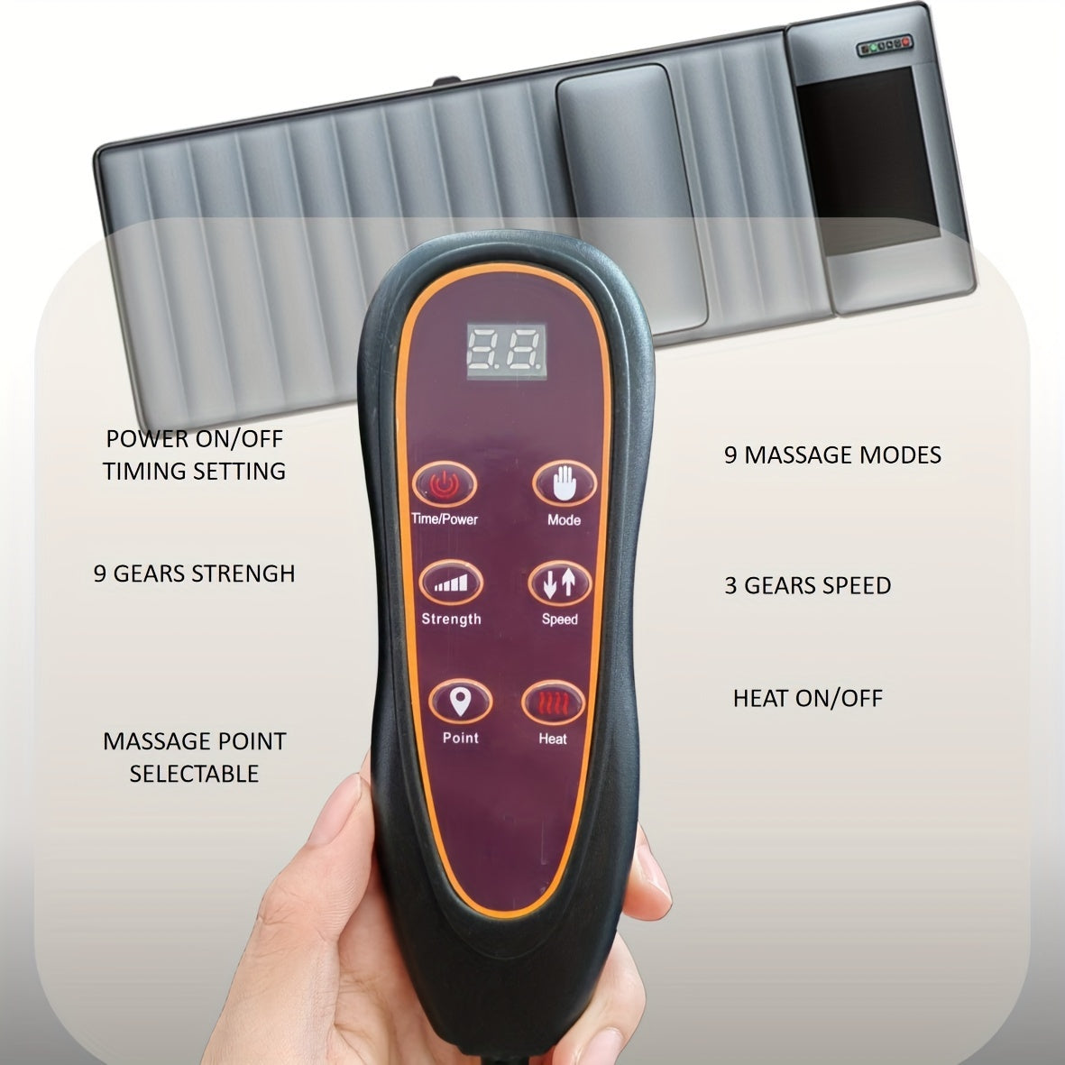 Full Body Massage Pad with Shiatsu Heat Vibration Velvet Fabric for Home Office Relaxation