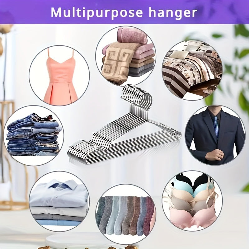 10 Stainless Steel Clothes Hangers with Shoulder Notches Non-Slip Durable Space-Saving