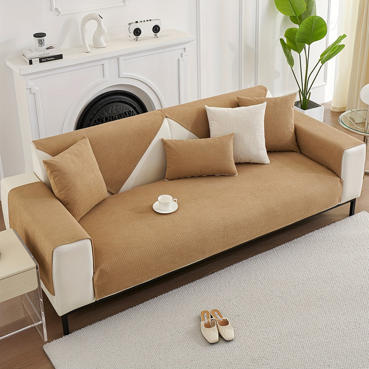 All-Season Velvet Sofa Cushion with Anti-Cat Scratch and Non-Slip Features