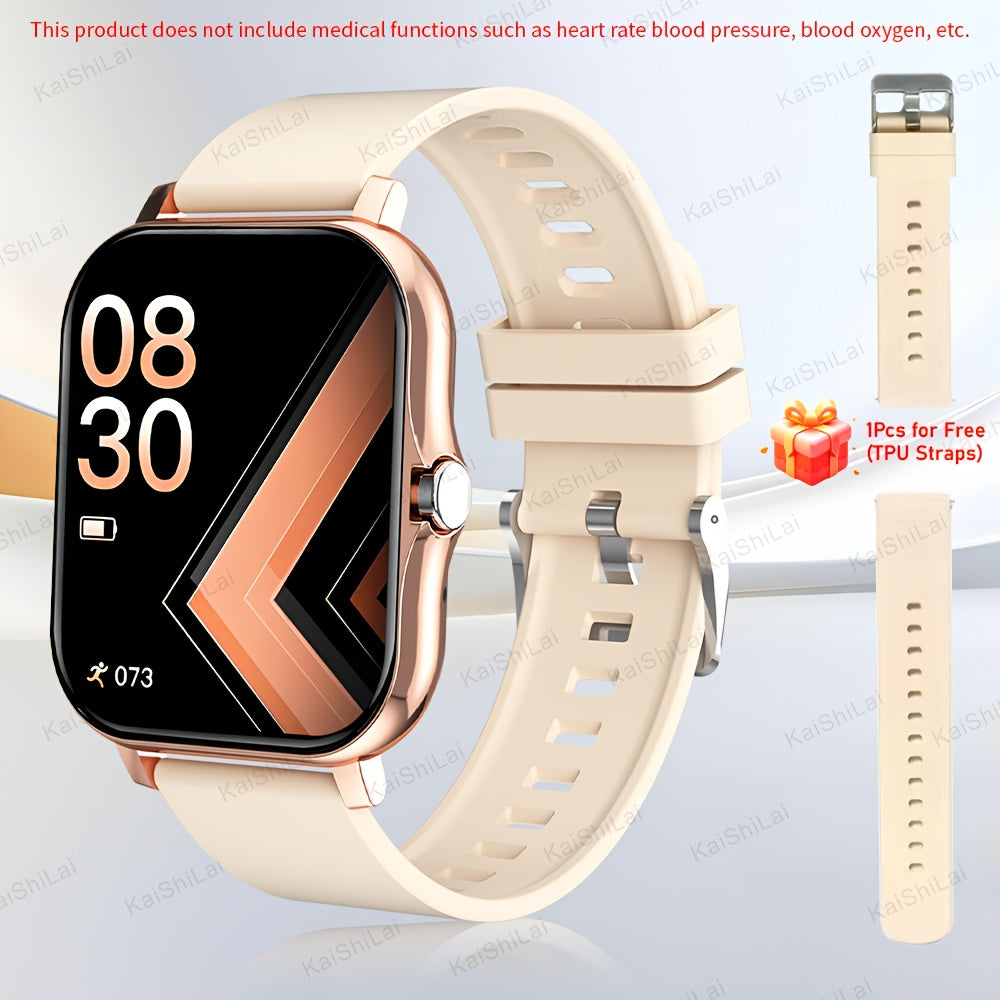 4.65cm HD Full Screen Touch Smartwatch with Call, Heart Rate, Blood Pressure, Step and Distance Tracking for iPhone and Android