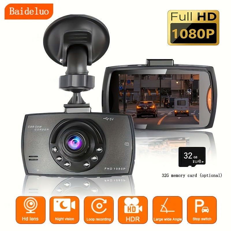 HD Car Dash Camera with IR Night Vision Loop Recording Wide Angle 6.1cm IPS Screen 32G Card