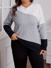 Women's Color Block V-Neck Sweater Polyester Knit Spring Fall Stylish