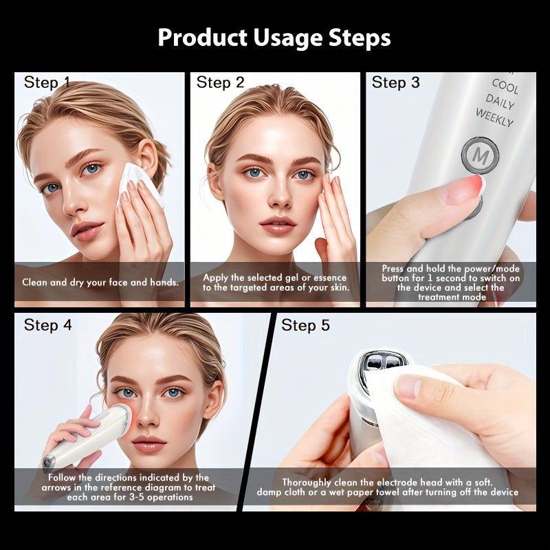 Facial Massager and Beauty Device Light Beige 6-in-1 Face and Neck Care Tool