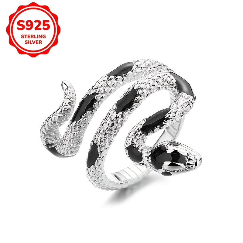 Sterling Silver Snake Open Ring Minimalist Animal-Inspired Statement Jewelry