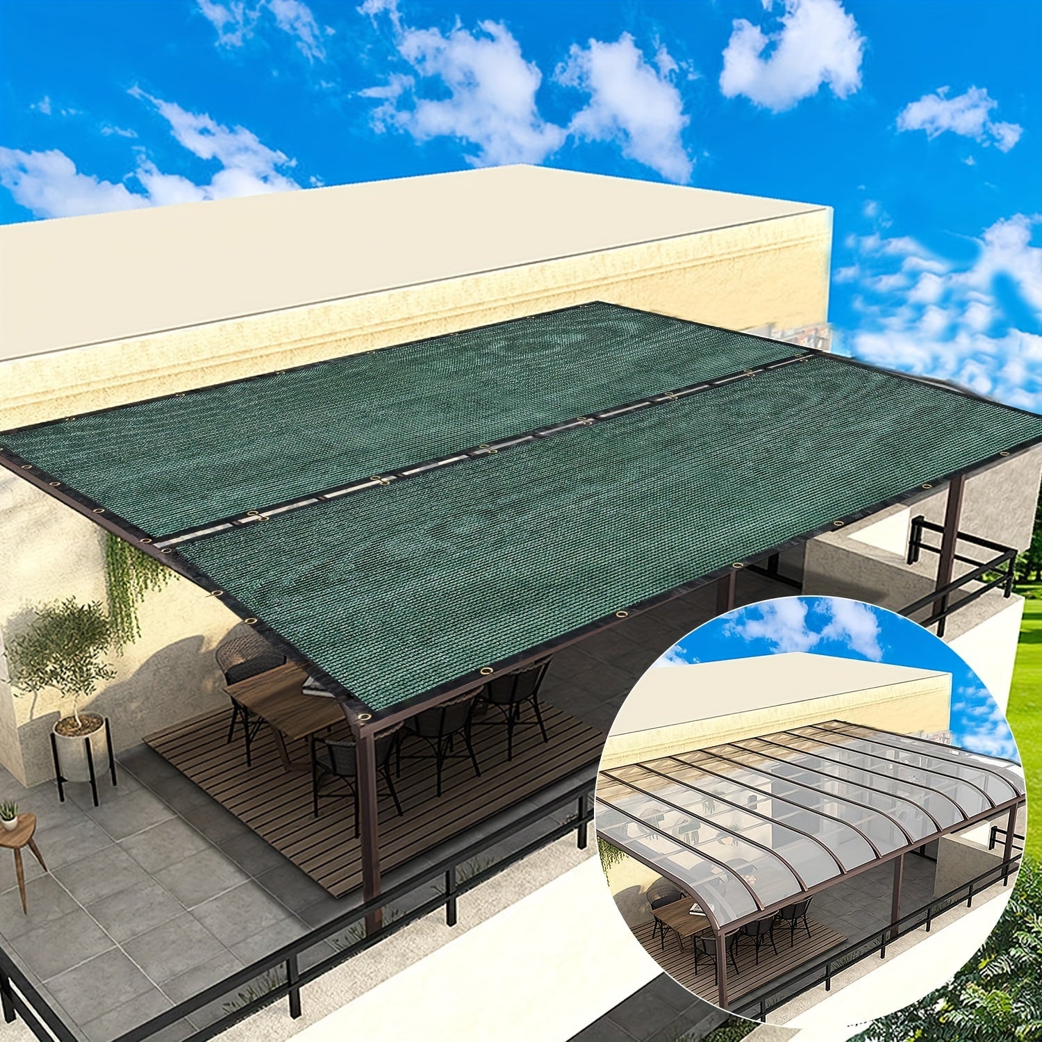 Green Privacy Fence with 6-Pin Encryption 90% Shading Aluminum Buckles 4 Corner Protectors