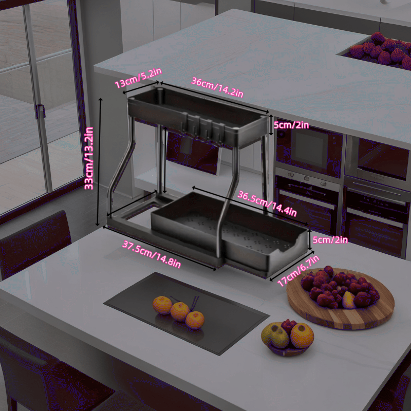 Регулируемый органайзер для столешницы и под раковиной с съемными лотками и сушилкой для посуды