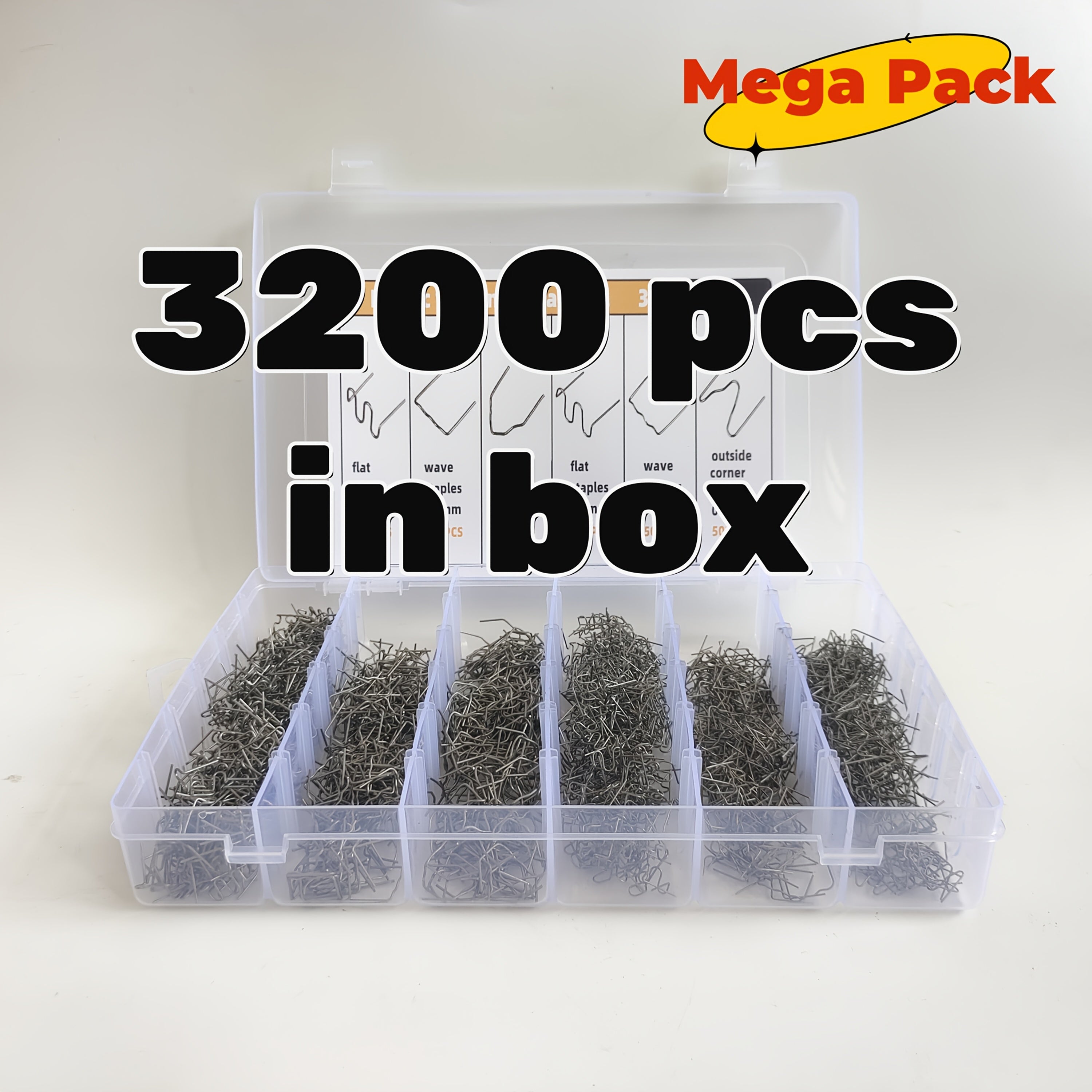 Универсальный набор пластиковых сварочных скоб 0,6 мм, 3000 шт. в упаковке, для ремонта бамперов автомобилей