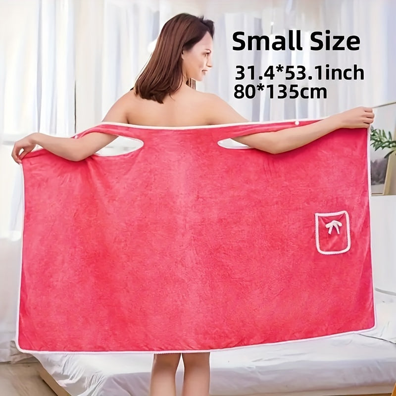 Women’s Polyester Bath Towel Absorbent Quick-Drying with Pocket Soft Spa Towel