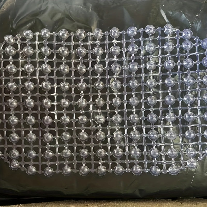 Blue PVC Oval Non-Slip Bath Mat Water Bead Design Soft Comfortable Hand Washable