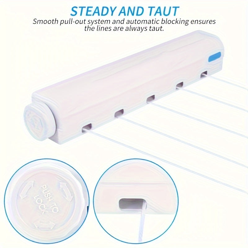 Retractable Clothesline 3.75M Indoor Laundry Line for Clothes Towels and Pants