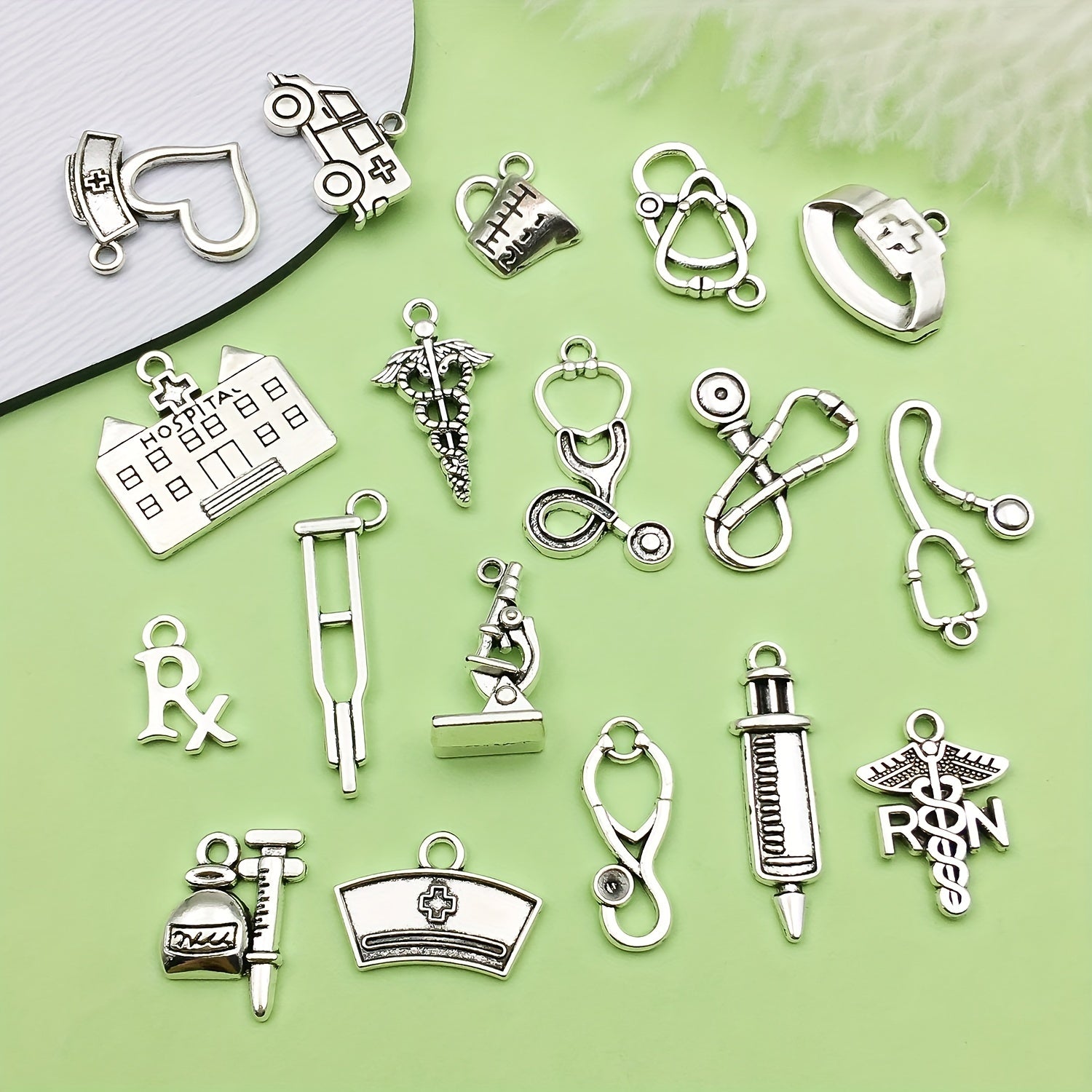 Set of 40 Nurse Charms Medical Pendant Jewelry for DIY Necklace and Bracelet Crafts