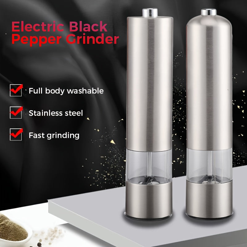 Electric Spice Grinder Salt and Pepper Mill with LED Light, Adjustable Stainless Steel