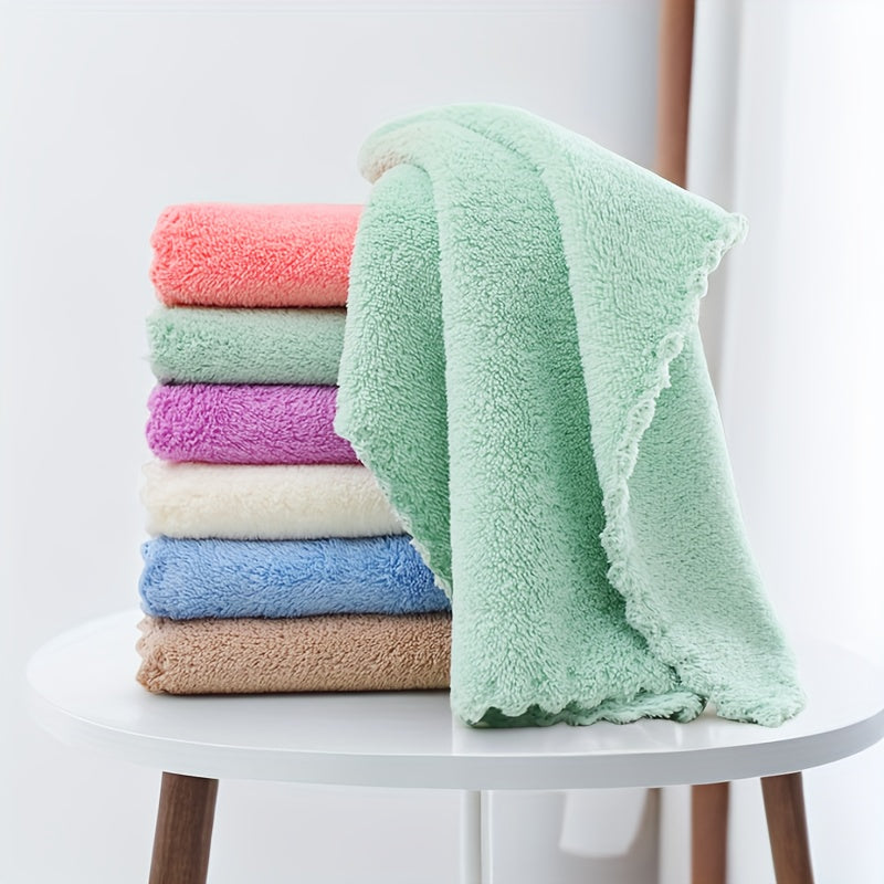 16pcs Coral Fleece Square Towels in 2 Sizes Super Soft Absorbent Bathroom