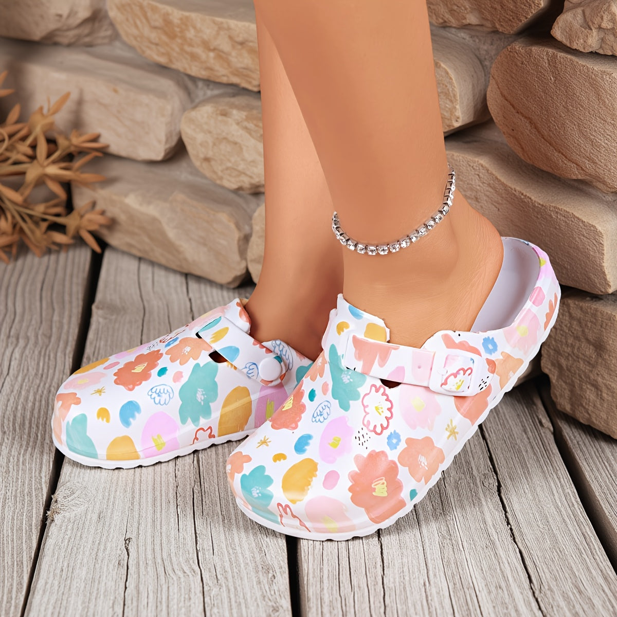 Women's EVA Mule Shoes Cartoon Print Non-Slip Lightweight Sandals