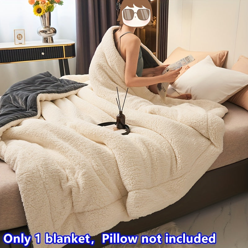 Reversible Sherpa Fleece Blanket for Sofa Bed Travel Deep Gray