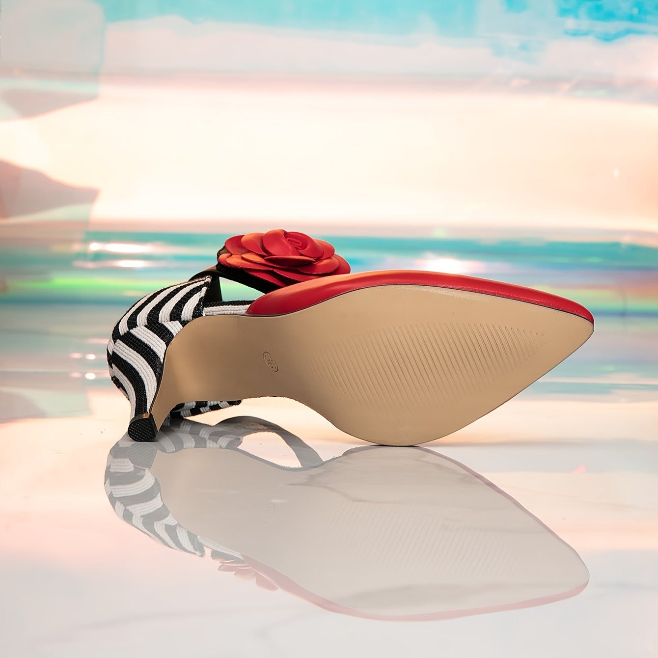 Women's Red Pointed Toe Stiletto High Heels Sandals for Weddings and Parties