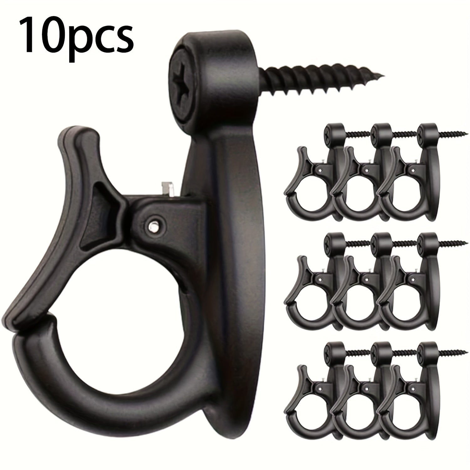 10Pcs Black Screw-In Hooks for Hanging Lights Plants Wind Chimes