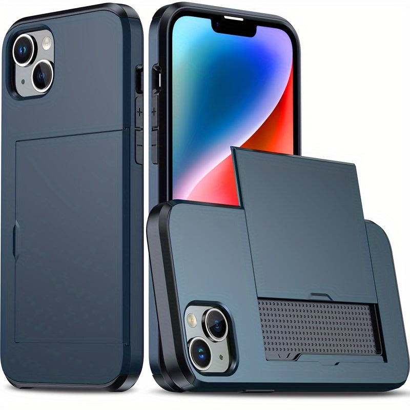 Hard Phone Case with Card Slot for iPhone 14-16 Pro Max