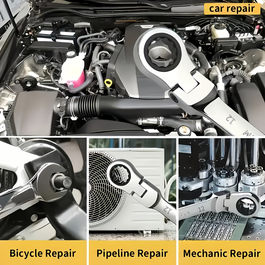 Ratchet kaliti 72 tishli 180° aylanadigan mustahkam metall avtomobil DIY ta'mirlash