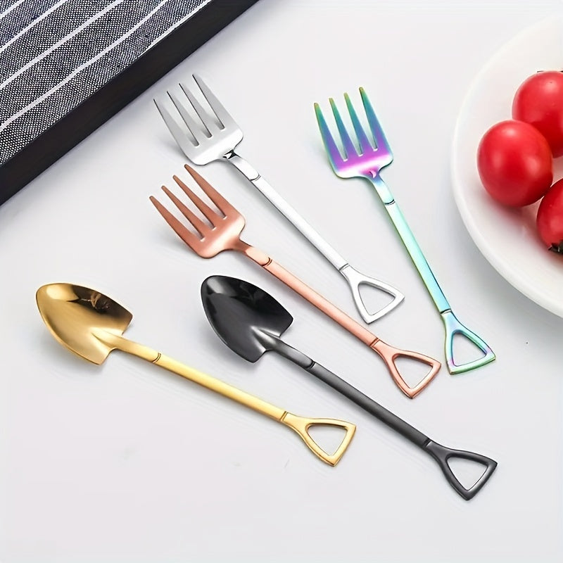 Set of 4 Stainless Steel Fruit Cake Dessert Forks Creative Shapes Dishwasher Safe Kitchen Tableware