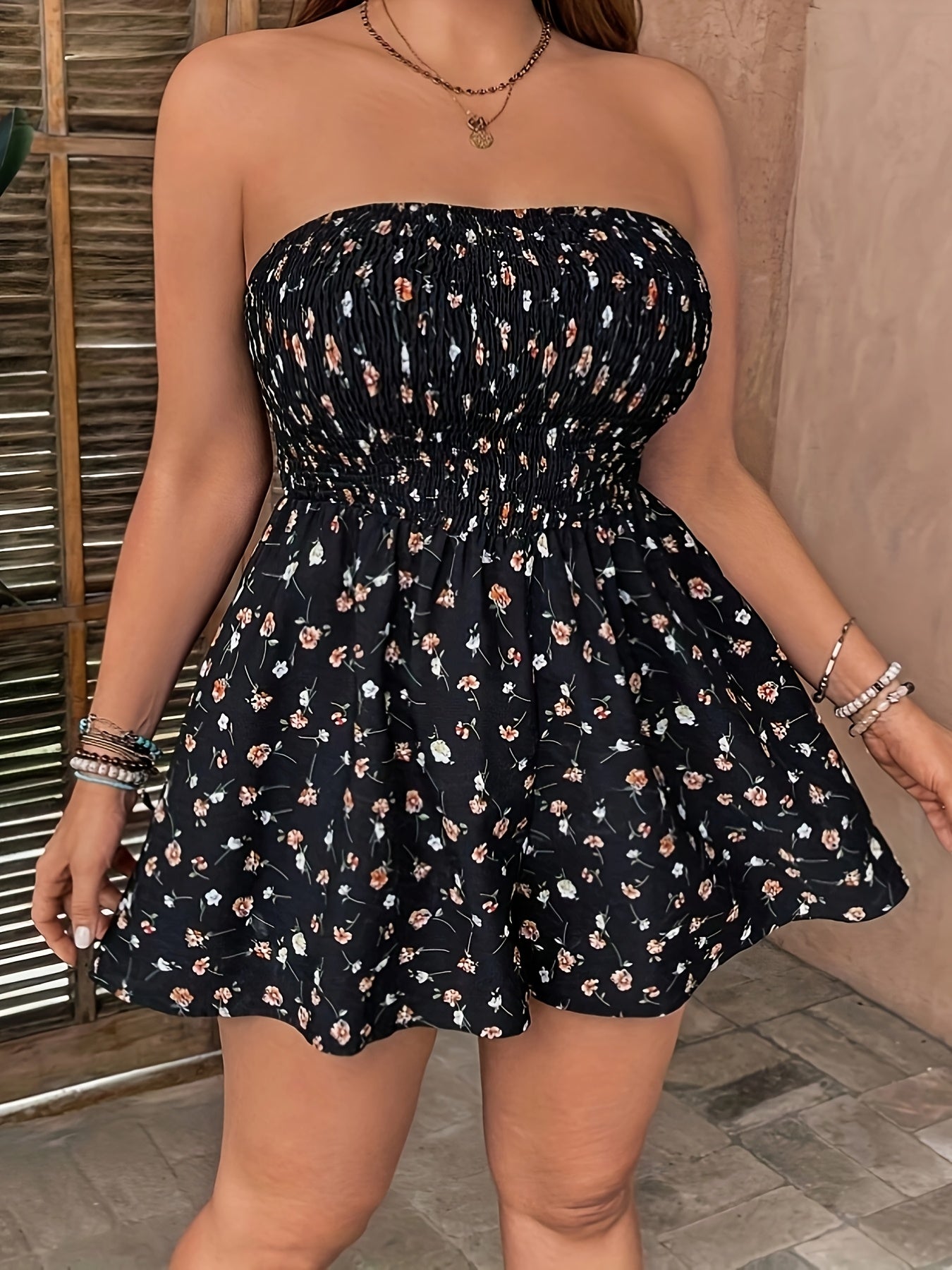 Mono largo de tirantes con estampado floral para mujer talla plus, verano, de una pieza, oversize