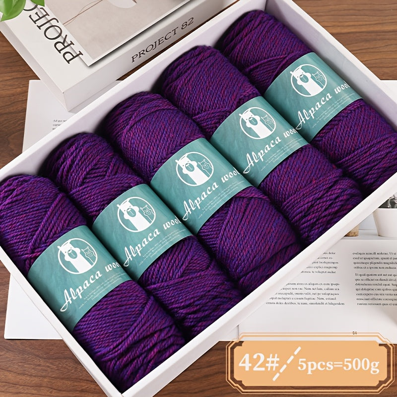5-Pack Multicolor Alpaca Wool Yarn 500g Thick-Thin Self-Striping and Ombre