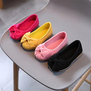 Girls' Slip-On Princess Shoes Pink Yellow Black with Bow PU Fabric Rubber Sole