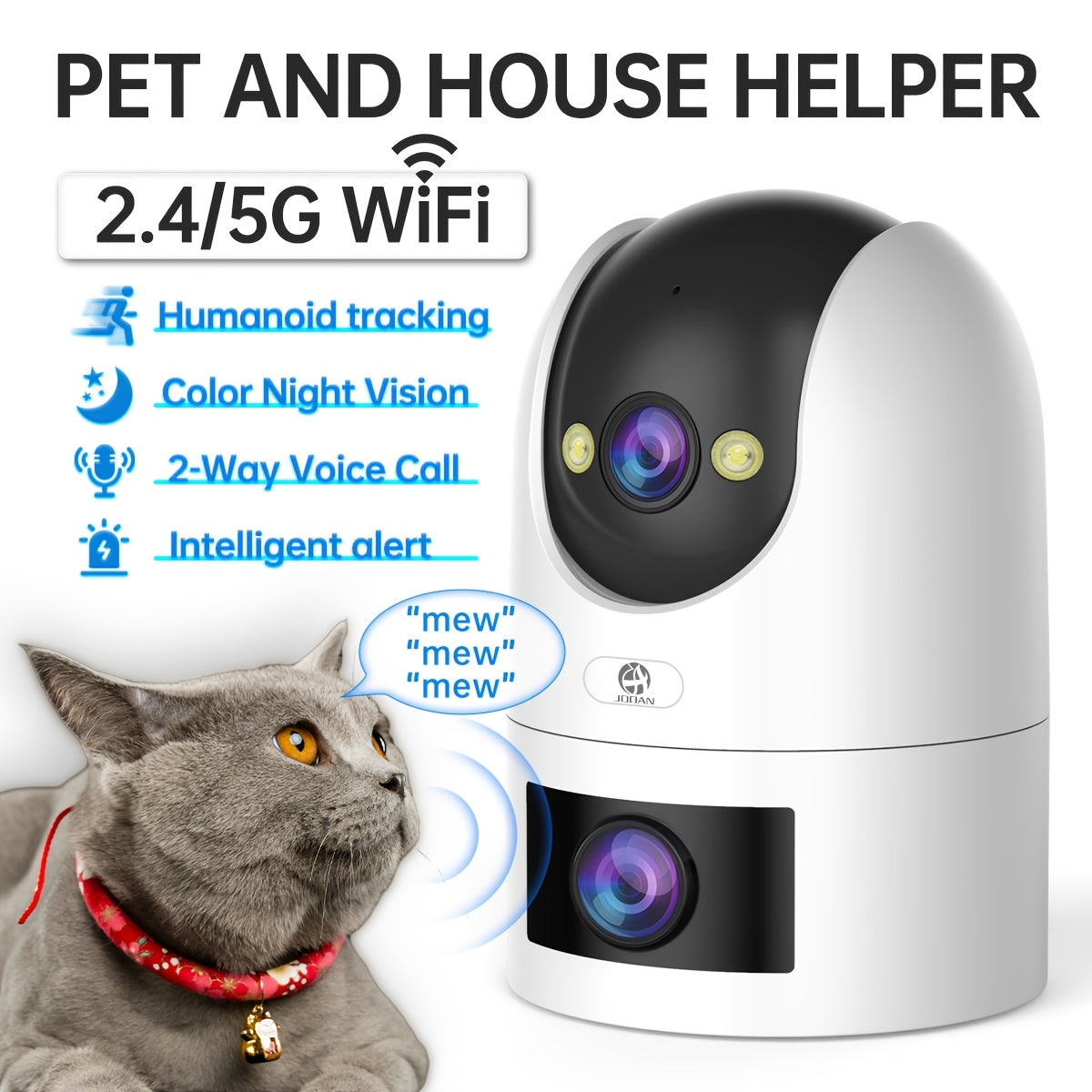 4K PTZ WiFi Security Camera with Dual Lens Auto Tracking and Dual Screen