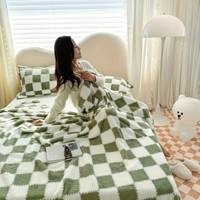 Uyqu uchun qulay plaid flanel yostiqchasi, divan, yotoq, sayohat uchun, mashina yuvish mumkin