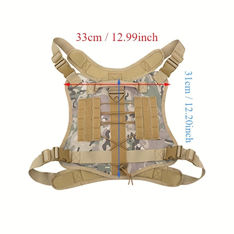 Adjustable Nylon Tactical Dog Harness with Leash for Large Dogs Olive Green Camo
