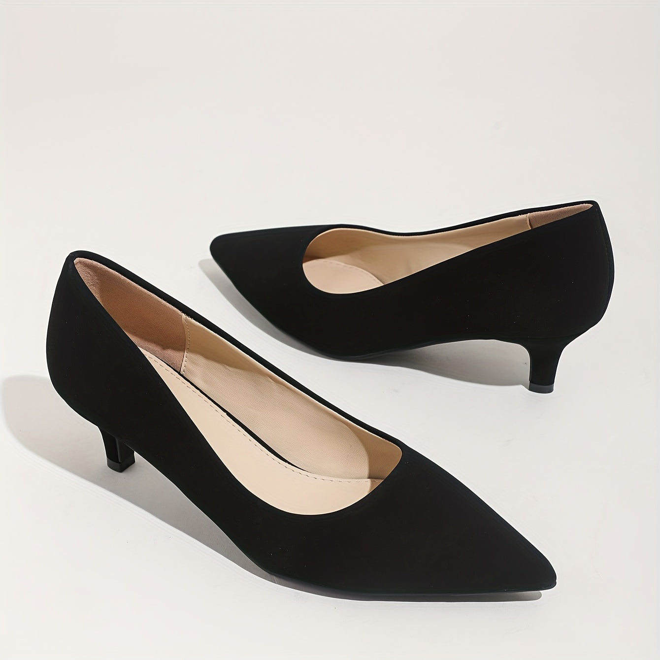 Ayollar uchun sun'iy qoplamali burilishli botiq botiq oyoq kiyimi, qora, shovqinsiz, qulay