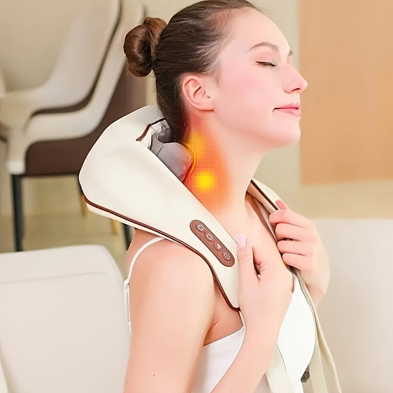 6D yoğurma bo'yin massajchisi, 6 tugun bilan, simsiz va isitish funksiyasi, yelka va orqa uchun akupressura, ko'p maqsadli, aqlli vaqt belgilash, portativ va yuvilishi mumkin, ko'p rejimli massaj