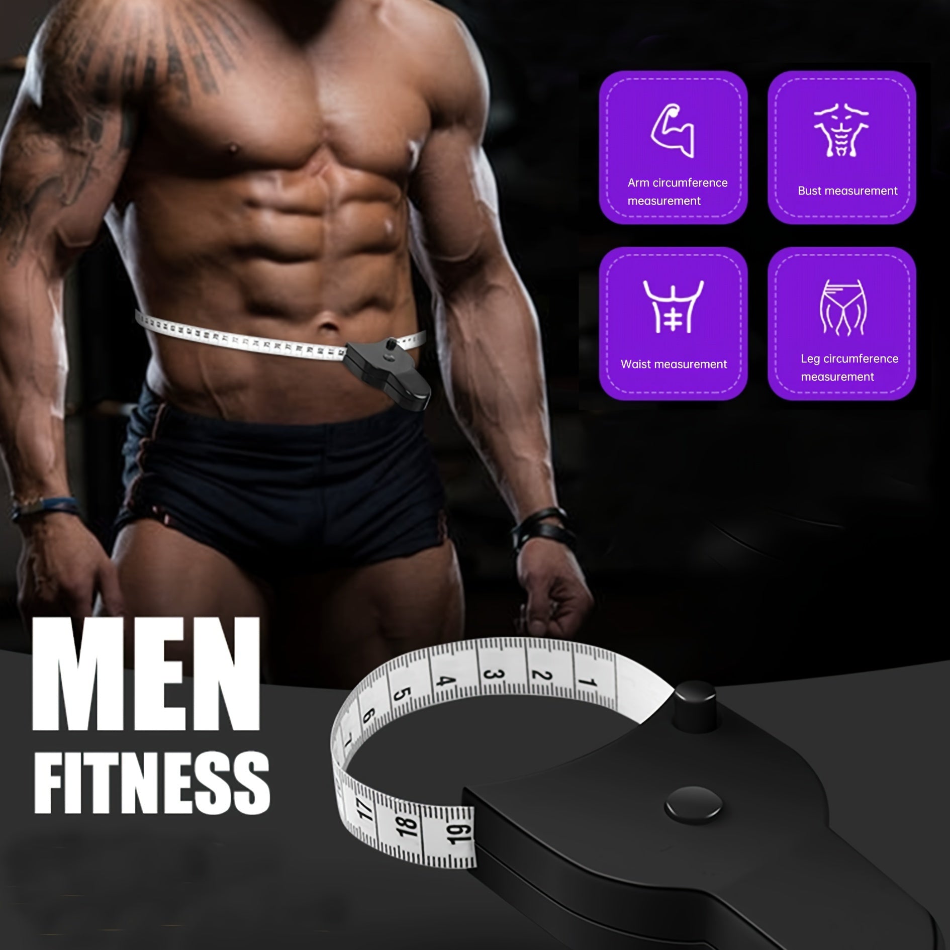 Набор из 2 инструментов для измерения жира в теле - ручной калипер для жира и рулетка в комплекте для мужчин и женщин, портативный фитнес-набор без батареек и электроники, идеальные спортивные принадлежности и подарки