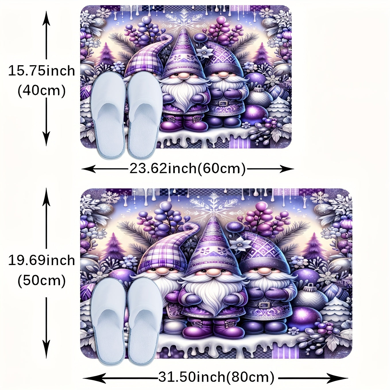 Rojdestvo Gnomi va Qo'ng'iroq Xush kelibsiz mato Sarg'ish No-slip Quruq-qarshilikli Mashina yuviladigan 1.19 sm