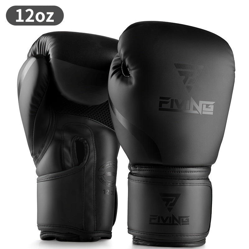 Adult Faux Leather Boxing Gloves for MMA and Kickboxing Black