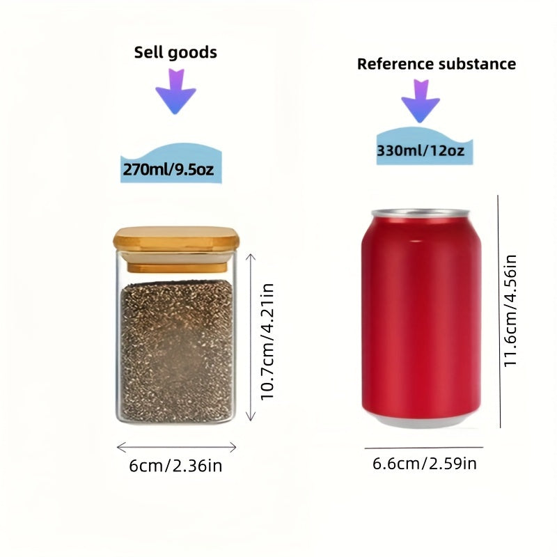 12-Piece Square Glass Spice Jar Set with Waterproof Labels and Bamboo Lids