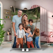 Personalized Photo Blanket Customizable Family Pet Couple Gift Sofa Throw