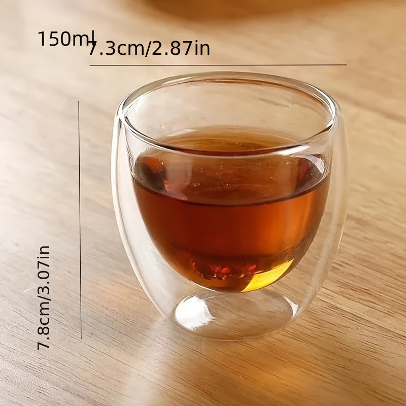 Taza de vidrio de doble pared de 150ml para café y té resistente al calor