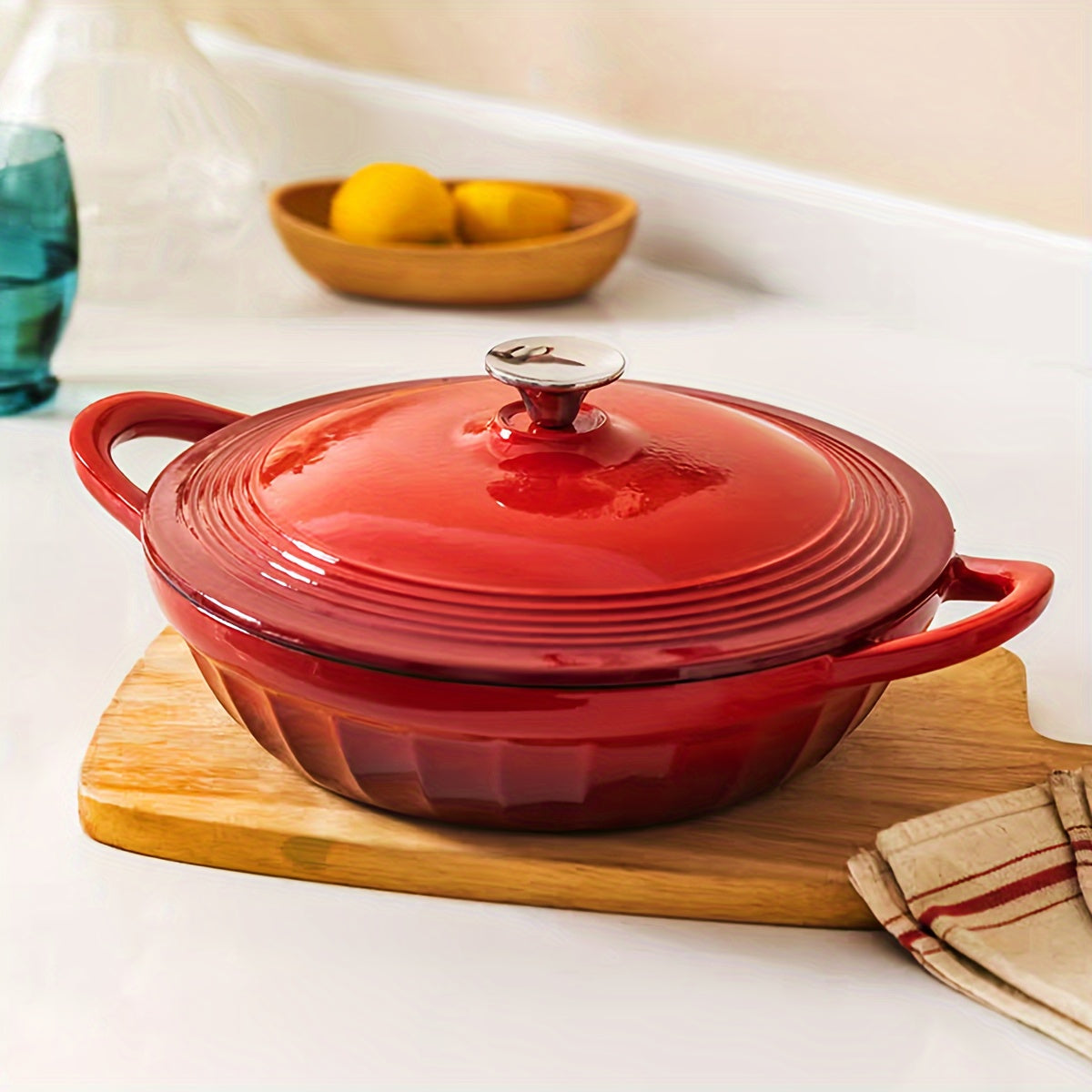 Enamel Rice Pot with Lid Cast Iron Stew Pot Oven Kitchenware Set 61oz 98oz 105oz