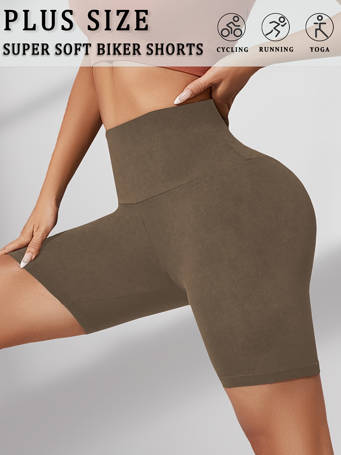 Women High-Waisted Biker Shorts Stretchy No-See-Through Summer Athletic