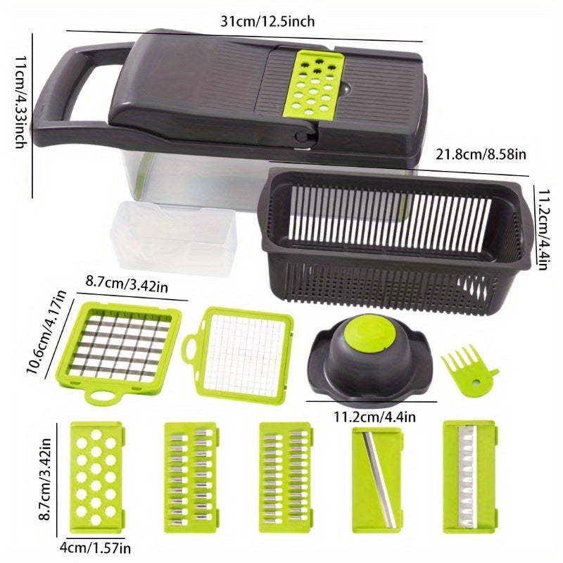 15-in-1 Sabzavot maydalagich va meva kesgich piyoz, kartoshka, sabzi uchun