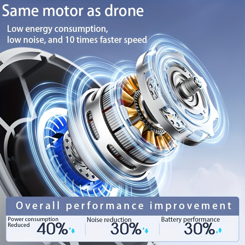 Portable Handheld Fan with Rechargeable Battery, LCD Display, Adjustable Speed