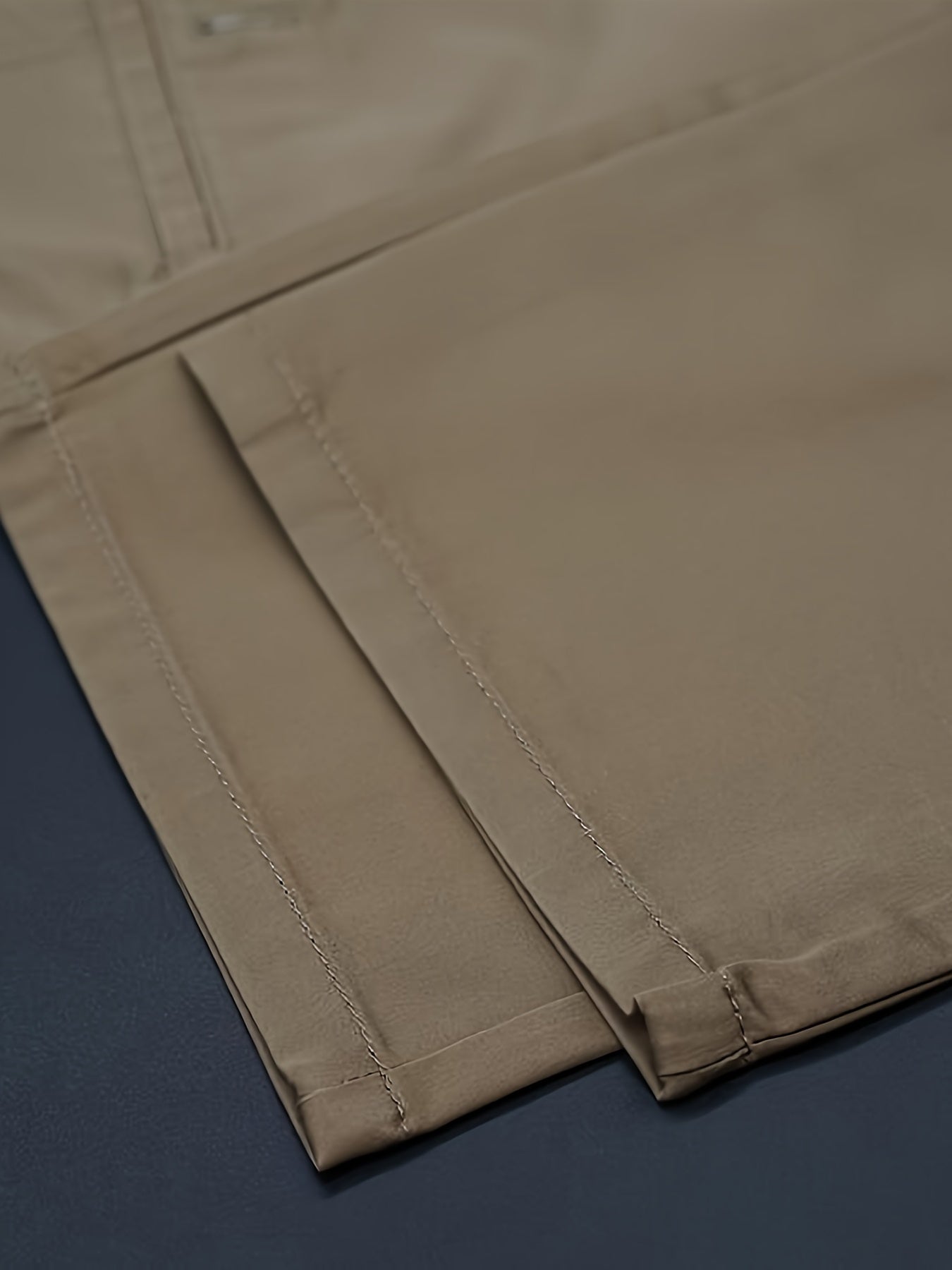 Pantalones rectos de poliéster y algodón sólidos para hombre con bolsillos para actividades al aire libre