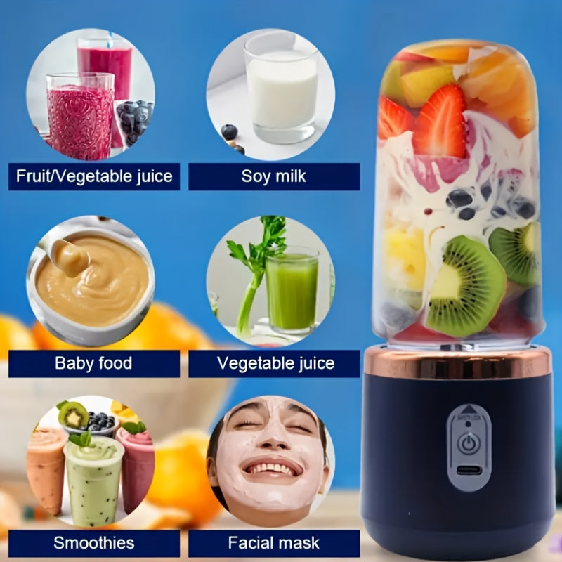 Taza de jugo recargable por USB con diseño de doble taza para batidos y malteadas, ABS de grado alimentario, portátil
