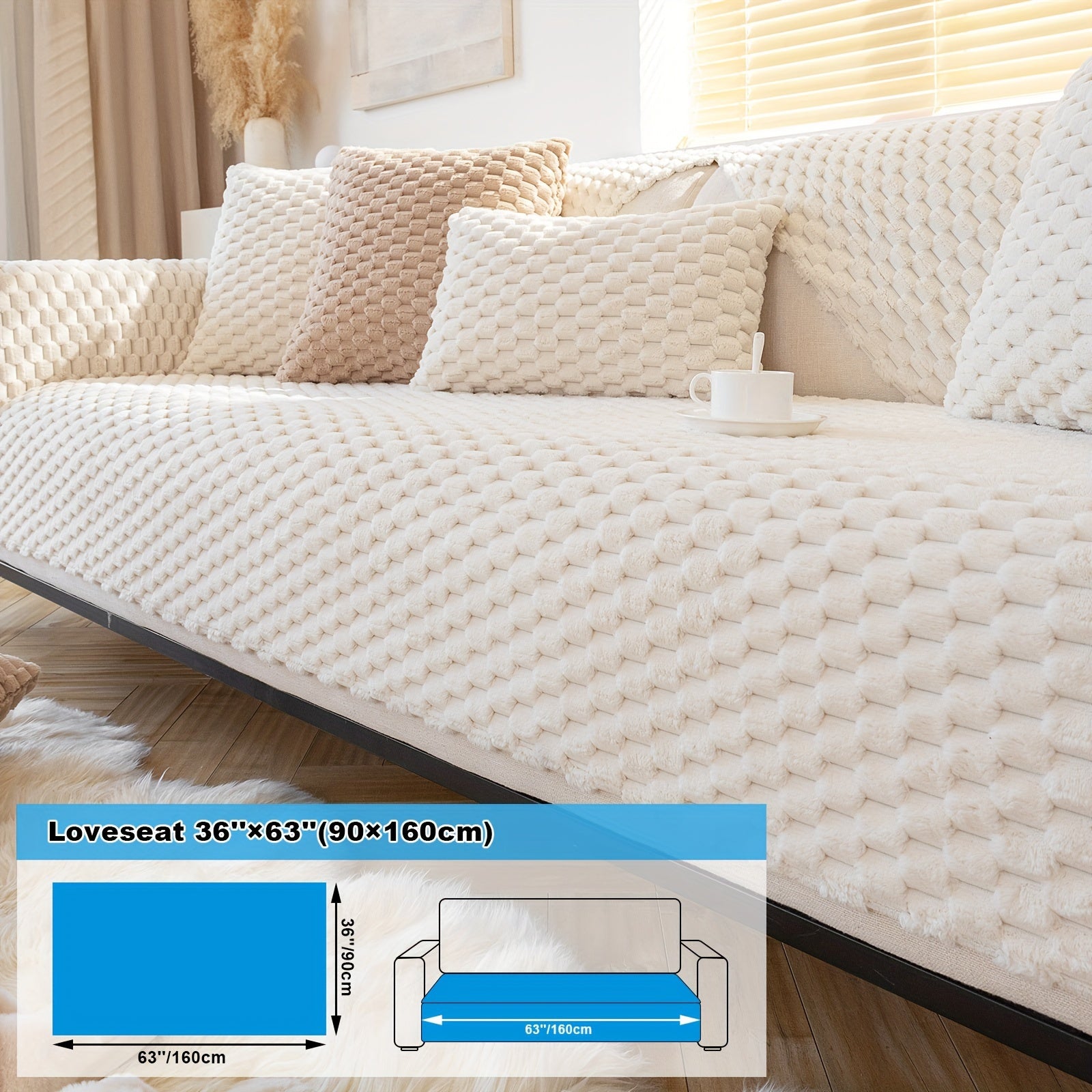 Velvet Sofa Cover Non-Slip Pet-Friendly Thick Furniture Slipcover for Armchairs and Sectionals