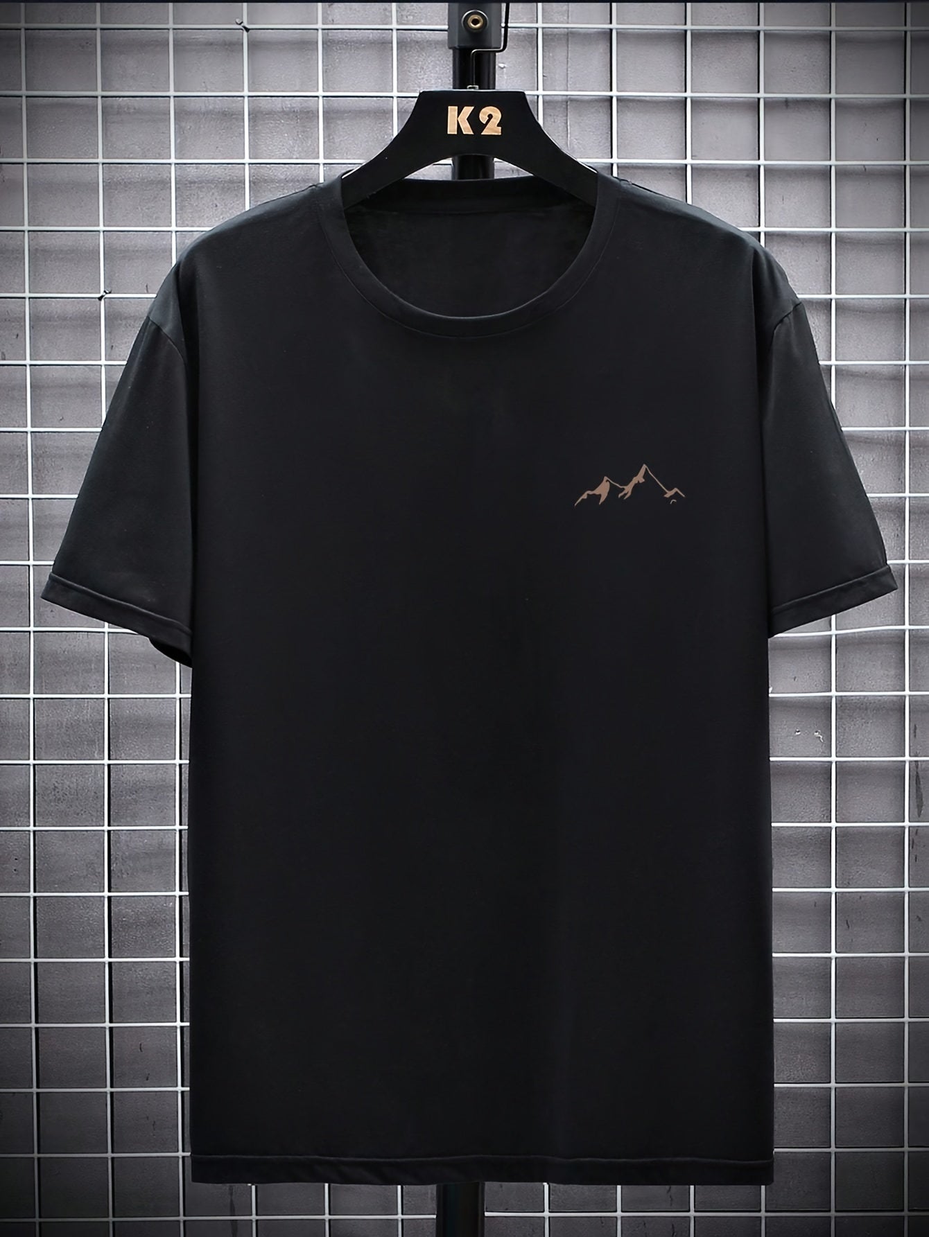 Мужская футболка с коротким рукавом и горным принтом для активного отдыха и досуга, увеличенного размера