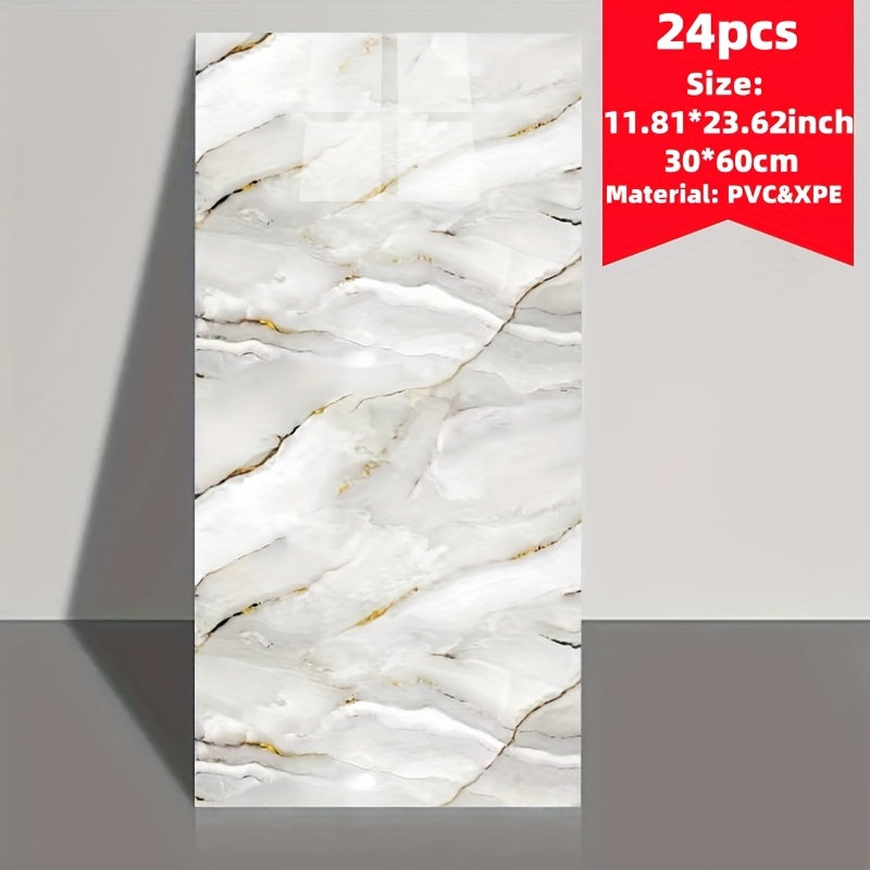 Juego de pegatinas de pared de mármol autoadhesivas para baño, cocina, sala de estar y oficina, 24 piezas