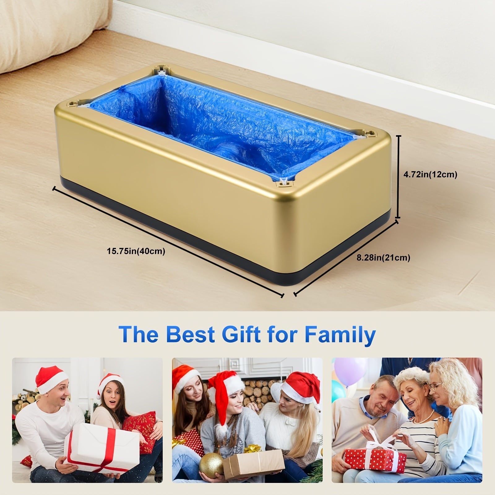 Automatic Shoe Cover Dispenser Plastic Carbon Fiber ABS Steel Frame Gold Finish